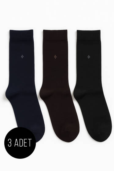 Erkek 3'lü Desenli Bambu Soket Çorap Asorti 1 - ERKEK ÇORAP