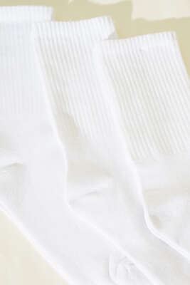 Erkek 3'lü Fitilli Kolej Çorap Beyaz - ERKEK ÇORAP