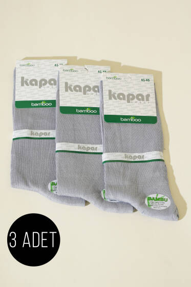 Erkek 3'lü Yazlık Bambu Soket Çorap Gri - ERKEK ÇORAP