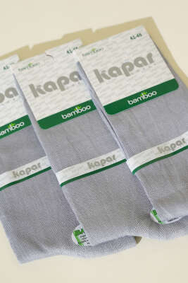 Erkek 3'lü Yazlık Bambu Soket Çorap Gri - Yılın Fırsatı