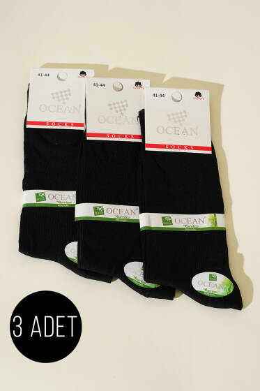 Erkek 3'lü Yazlık Bambu Soket Çorap Siyah - ERKEK ÇORAP