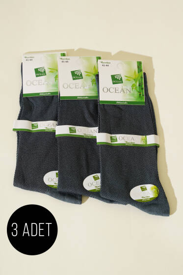 Erkek 3'lü Yazlık Soket Bambu Çorap Füme - ERKEK ÇORAP