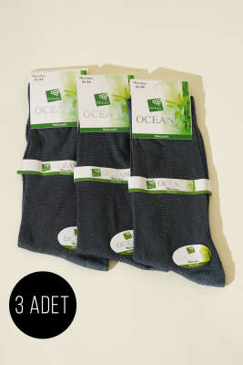 Erkek 3'lü Yazlık Soket Bambu Çorap Füme - Yılın Fırsatı