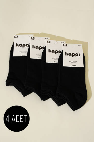 Erkek 4'lü Dikişsiz Patik Çorap Siyah - ERKEK ÇORAP