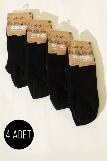 Erkek 4'lü Havlu Sneakers Çorap Siyah - ERKEK ÇORAP