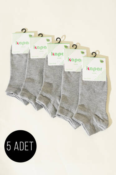 Erkek 5'li Patik Bambu Çorap Gri - ERKEK ÇORAP