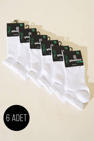 Erkek 6'lı Bambu Patik Çorap Beyaz - ERKEK ÇORAP