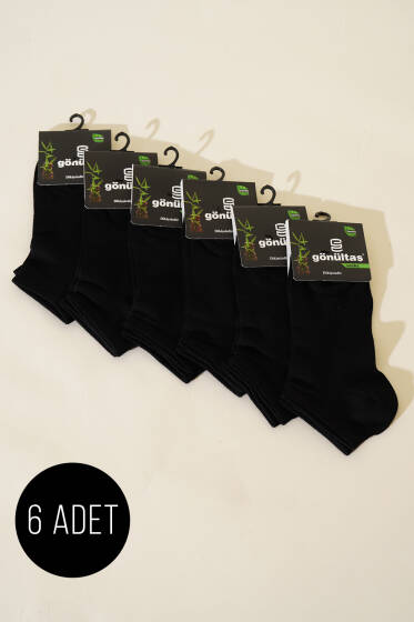 Erkek 6'lı Bambu Patik Çorap Siyah - ERKEK ÇORAP