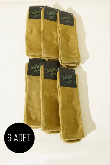 Erkek 6'lı Havlu Asker Çorap Haki - ERKEK ÇORAP