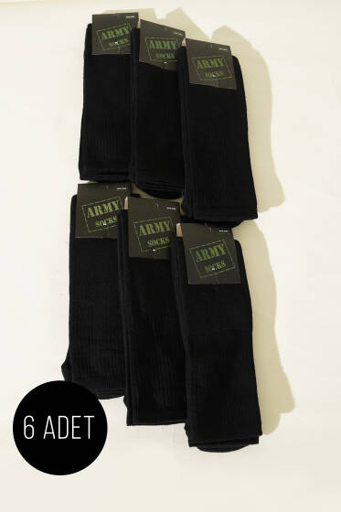Erkek 6'lı Havlu Asker Çorap Siyah - ERKEK ÇORAP