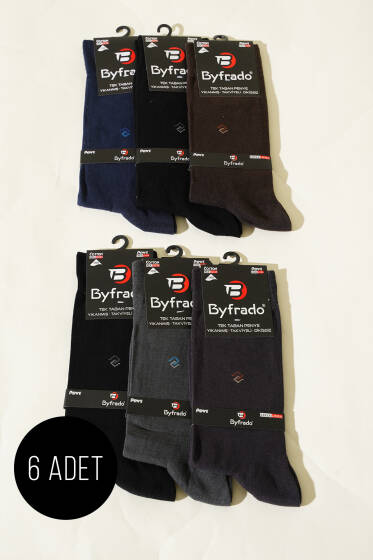 Erkek 6'lı Likralı Penye Soket Çorap Asorti 1 - ERKEK ÇORAP