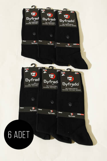 Erkek 6'lı Likralı Penye Soket Çorap Siyah - ERKEK ÇORAP