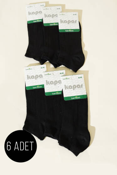 Erkek 6'lı Patik Basic Bambu Çorap Siyah - ERKEK ÇORAP