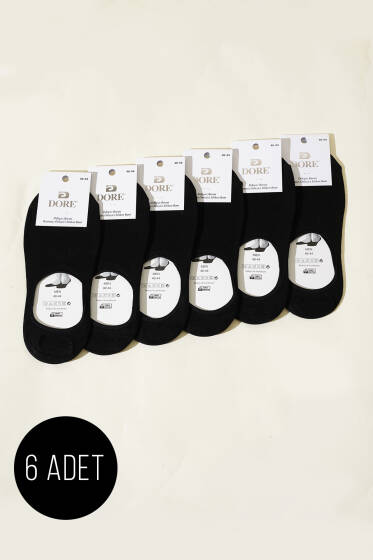 Erkek 6'lı Silikonlu Babet Çorap Siyah - ERKEK ÇORAP