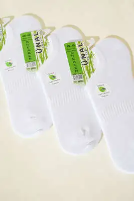 Erkek Bambu 3'lü Sneakers Çorap Beyaz - ERKEK ÇORAP