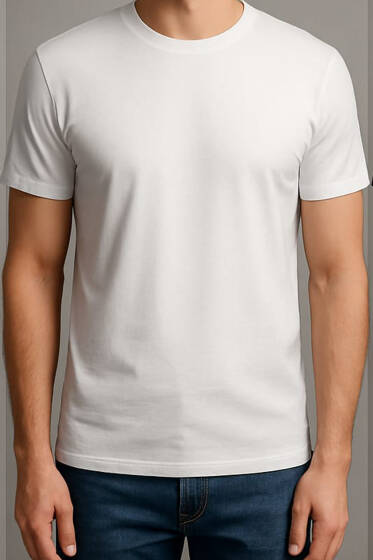 Erkek Basic T-shirt Beyaz - Erkek Basic Tişört