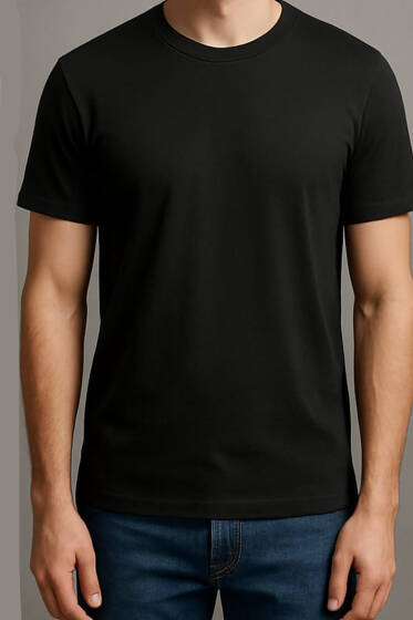 Erkek Basic T-shirt Siyah - Erkek Basic Tişört