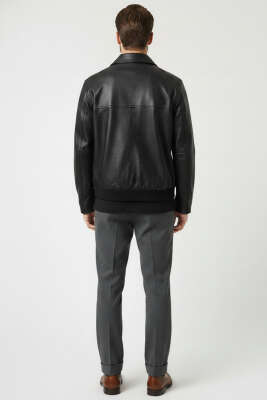 Erkek Deri Mont Siyah - Erkek Mont