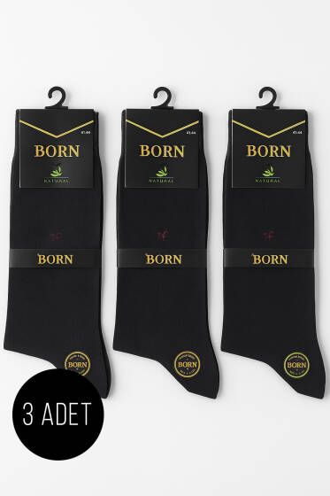 Erkek Desenli 3'lü Bambu Soket Çorap Füme - ERKEK ÇORAP