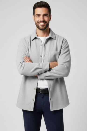 Erkek Kaşe Gömlek Gri - Erkek Gömlek
