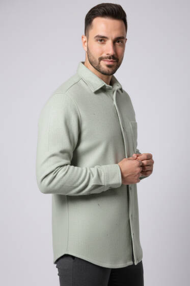 Erkek Kaşe Gömlek Yeşil - Erkek Gömlek