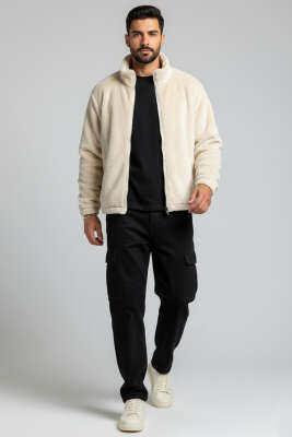 Erkek Kürk Mont Ekru - Erkek Mont