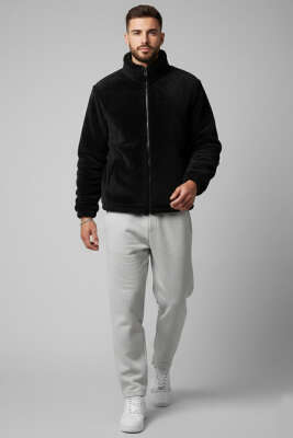 Erkek Kürk Mont Siyah - Erkek Mont