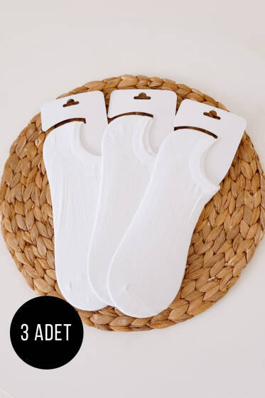 Erkek Sneaker Üçlü Çorap Beyaz - ERKEK ÇORAP