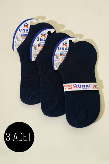 Erkek Sneaker Üçlü Çorap Lacivert - ERKEK ÇORAP