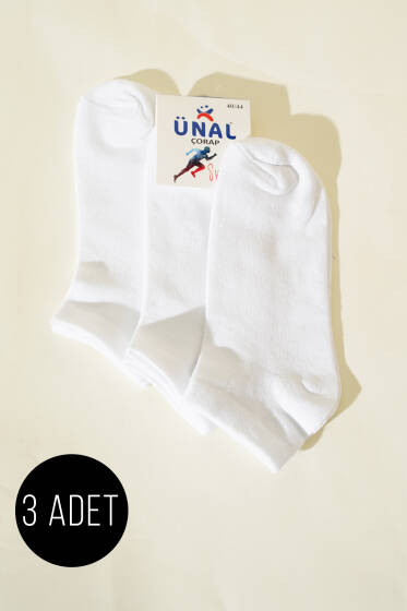 Erkek Üçlü Patik Çorap Beyaz - ERKEK ÇORAP