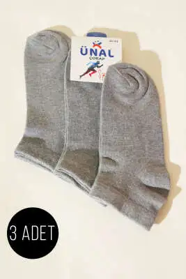 Erkek Üçlü Patik Çorap Gri - ERKEK ÇORAP