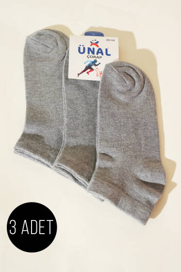 Erkek Üçlü Patik Çorap Gri - ERKEK ÇORAP
