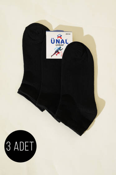 Erkek Üçlü Patik Çorap Siyah - ERKEK ÇORAP
