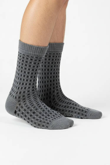 Erkek Yün Soket Çorap Gri - ERKEK ÇORAP