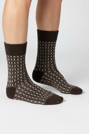 Erkek Yün Soket Çorap Kahve - ERKEK ÇORAP