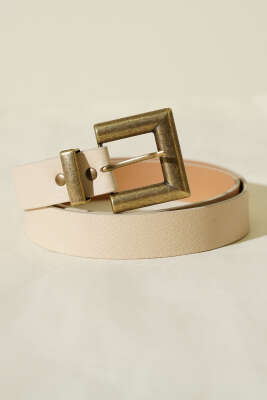 Eskitme Kare Tokalı Kemer Bej - DESREE KEMER