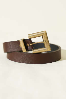 Eskitme Kare Tokalı Kemer Kahve - DESREE KEMER