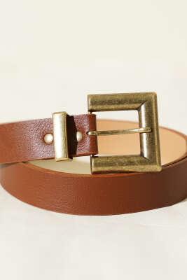 Eskitme Kare Tokalı Kemer Taba - Deri Kemer