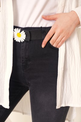 Eskitme Model Paça Yırtmaçlı Siyah Pantolon - Thumbnail