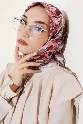 Eskiz Çiçek Desen Eşarp Bej 