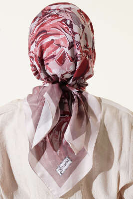 Eskiz Çiçek Desen Eşarp Bej - Başörtüsü