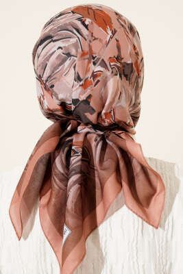 Eskiz Çiçek Desen Eşarp Camel - Başörtüsü
