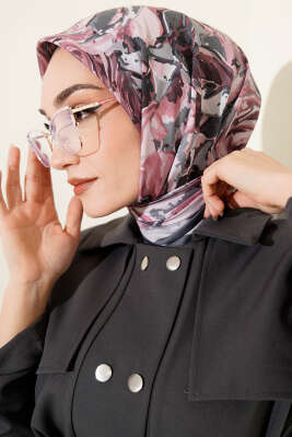 Eskiz Çiçek Desen Eşarp Füme - Başörtüsü