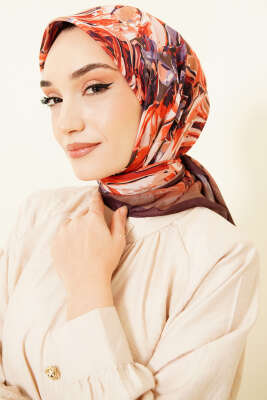 Eskiz Çiçek Desen Eşarp Haki - Başörtüsü