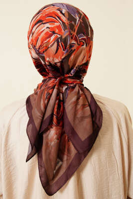 Eskiz Çiçek Desen Eşarp Haki - Başörtüsü