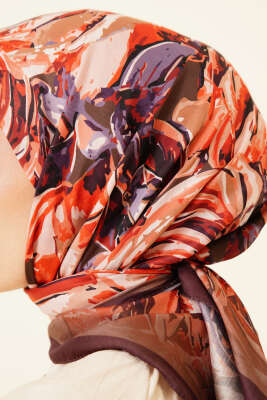 Eskiz Çiçek Desen Eşarp Haki - Başörtüsü