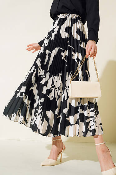 Desenli Piliseli Sten Etek Siyah - Etek