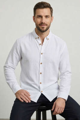 Etamin Kumaş Erkek Gömlek Beyaz 