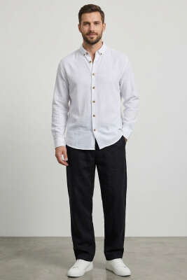 Etamin Kumaş Erkek Gömlek Beyaz - Erkek Gömlek