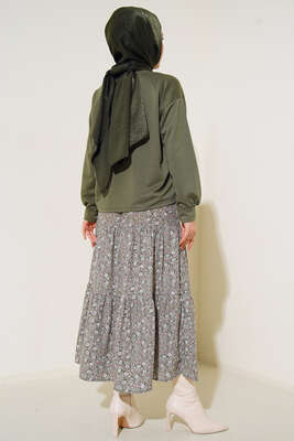 Eteği Desenli İkili Takım Haki - İKİLİ TAKIM